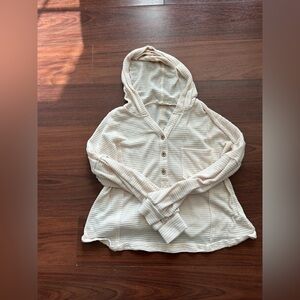 Cream Waffle Knit Hoodie